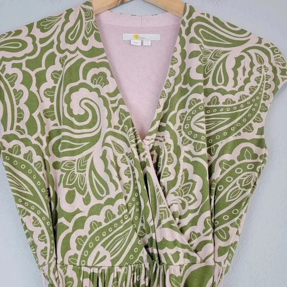 Boden Jersey Dress Paisley Print Wrap Front Capped Sleeve Stretch 4P - Picture 3 of 7